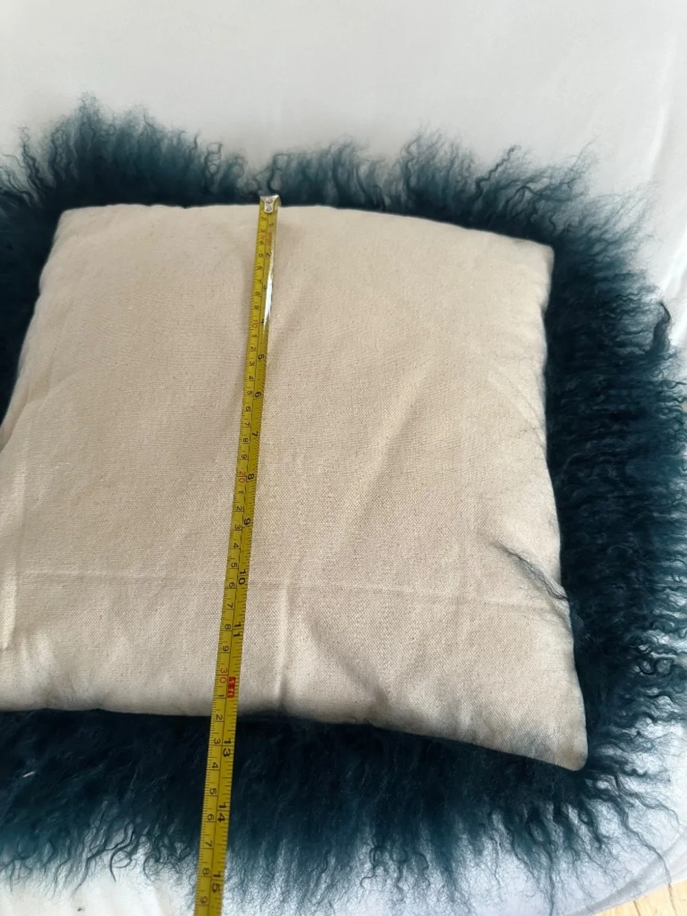 West Elm Mongolian Lamb Pillow Cover With Pillow Insert - Teal